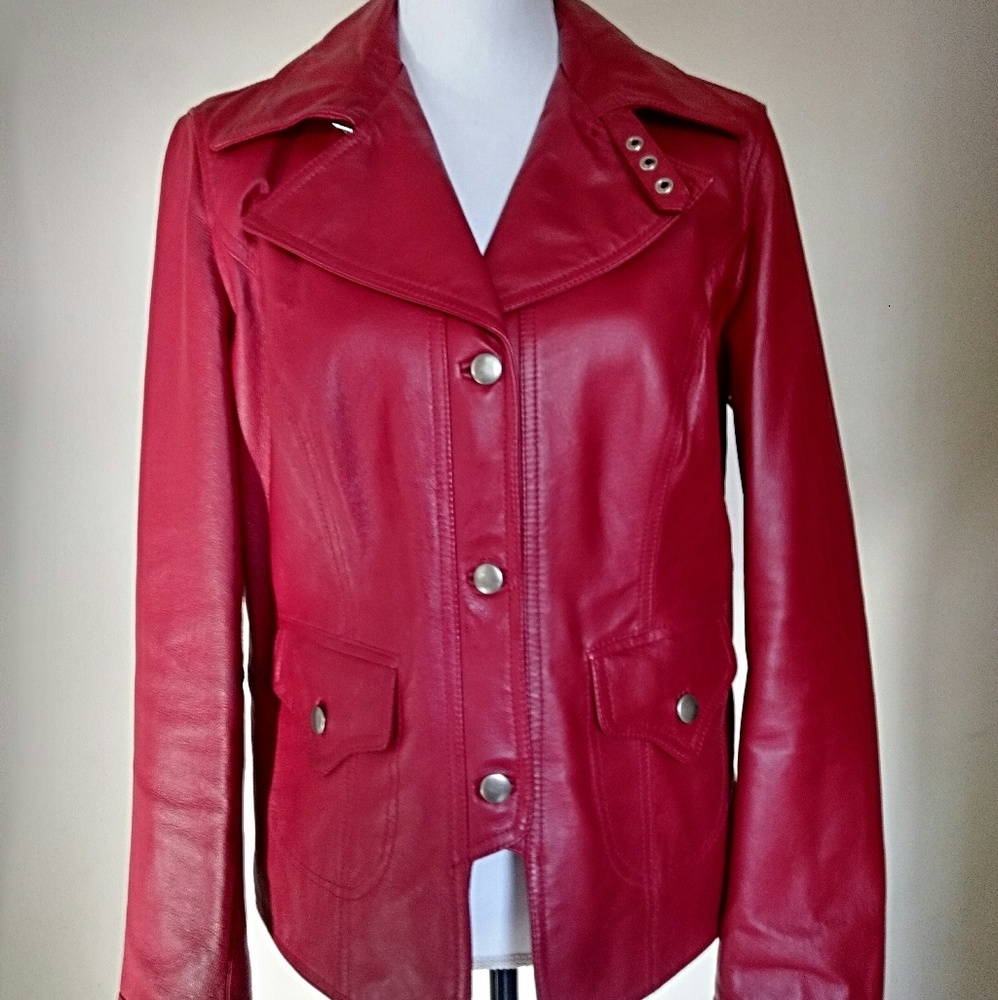 Cami red leather jacket